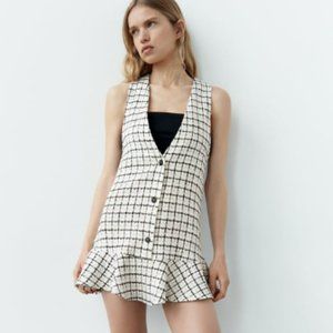 Zara Plaid Dress ECRU / BLACK - REF. 2841/519